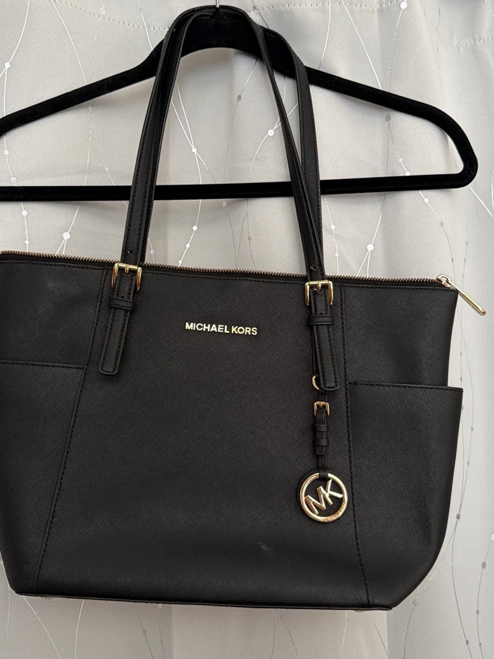 Michael Kors Black Saffiano Tote with Gold Hardware